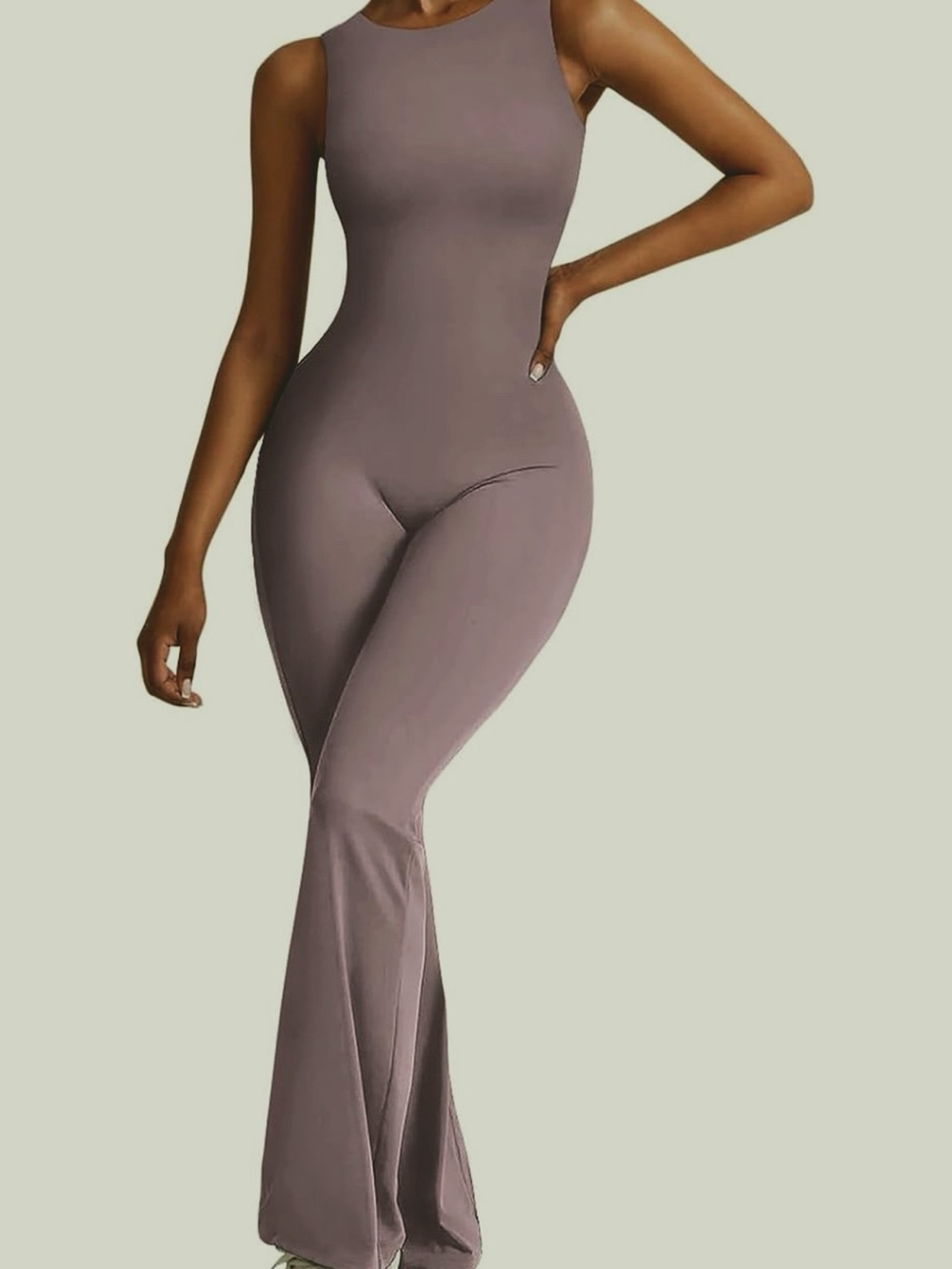 NWT ReoRia Mauve Sleeveless Flared-Leg Jumpsuit